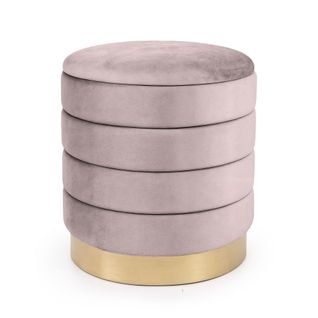 Tabouret Rembourré En Velours Avec Rangement 40 Cm Luna Rose Poudré