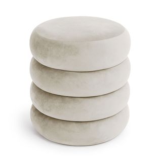 Tabouret En Velours Avec Rangement 42 Cm Snuggo Crème