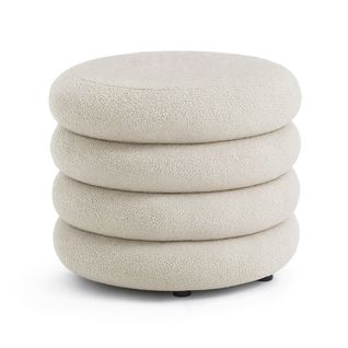 Tabouret En Tissu Teddy Avec Rangement 55 Cm Mollis Blanc Brumeux