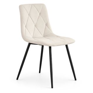 Chaise En Velours Matelassée Milo Beige Pieds Noirs