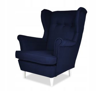 Fauteuil à Oreilles Scandinave Ari — Bleu Marine, Effet Jean Élégant