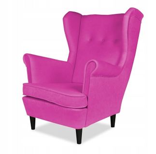 Fauteuil à Oreilles Ari — Design Scandinave En Velours Fuchsia Rose Pour Salon