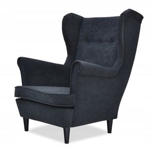 Fauteuil à Oreilles Ari — Design Scandinave, En Velours Noir Moderne