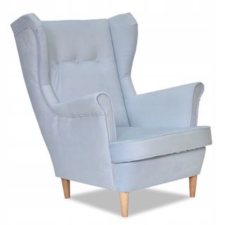 Fauteuil à Oreilles Ari, Style Scandinave, Bleu Clair