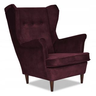 Fauteuil à Oreilles Ari De — Style Scandinave, Revêtement En Tissu Bruyère Violet Foncé