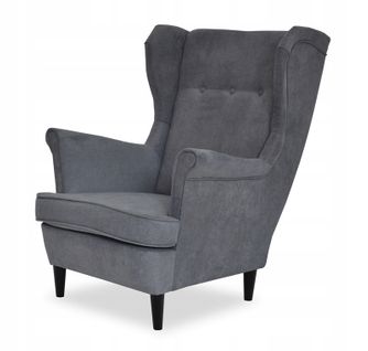 Fauteuil à Oreilles Ari Scandinave De — Élégant En Velours Gris Graphite
