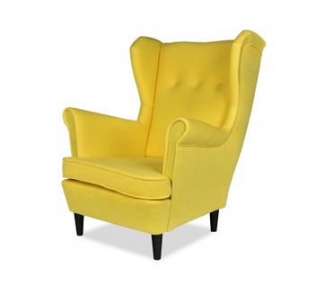 Fauteuil Scandinave à Oreilles Ari Par — Accent Jaune Citron Pour La Détente
