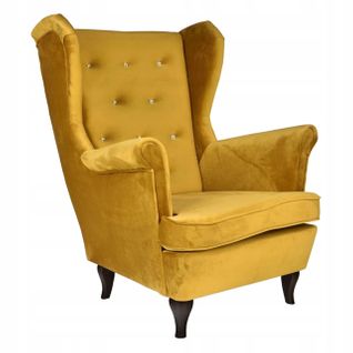 Fauteuil à Oreilles Diana De — Style Scandinave, Velours Moutarde Doré