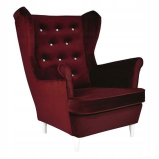 Fauteuil à Oreilles Diana, Style Scandinave — Bordeaux / Rouge / Cerise