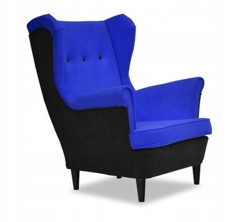 Fauteuil à Oreilles Ari Duo, Style Scandinave, Noir Et Bleu Pour Salon