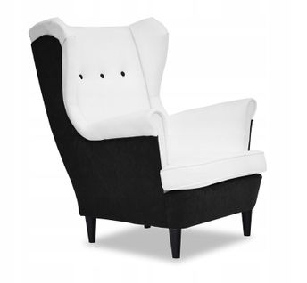 Fauteuil Scandinave à Oreilles Ari Duo Blanc Et Noir Pour Chambre