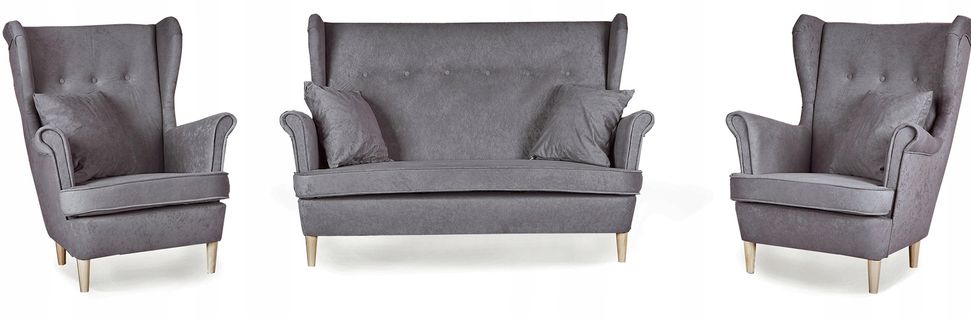 Ensemble De Salon Ari — Canapé Et Fauteuils à Oreilles De Style Scandinave