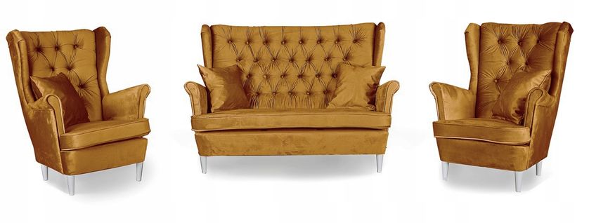 Ensemble Salon Gaja — Canapé Et Fauteuils à Oreilles De Style Scandinave