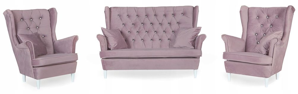 Ensemble Pour Salon Gaja - Canapé Et Fauteuils à Oreilles De Style Scandinave