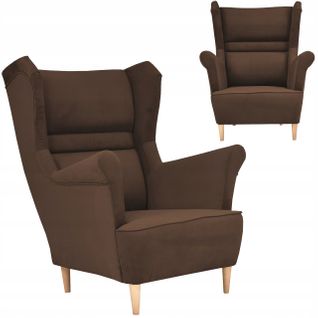 Fauteuil à Oreilles Scandinave Zoja Par — Brun Cacao Café