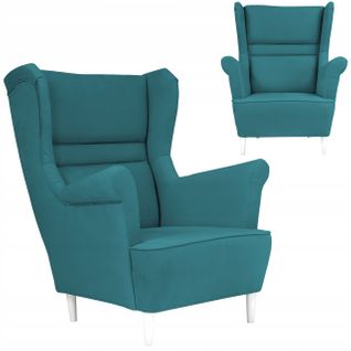 Fauteuil Scandinave à Oreilles Zoja — Turquoise / Bleu / Bleu Océan