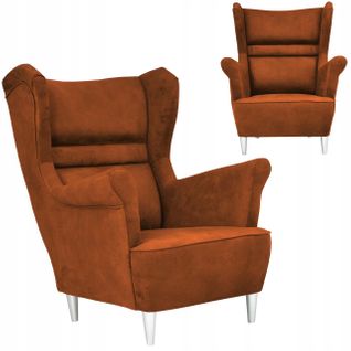 Fauteuil à Oreilles Scandinave Zoja — Cuivré / Orange Roux