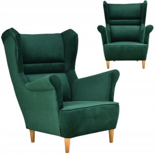 Fauteuil à Oreilles Zoja — Au Design Scandinave Revêtement De Type Kronos, Vert Bouteille