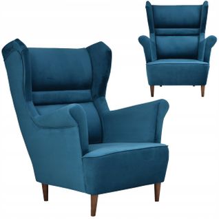 Fauteuil à Oreilles Zoja, Style Scandinave — Turquoise, Bleu, Bleu Marine