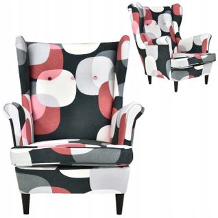 Fauteuil à Oreilles Ari Print Au Style Scandinave — Tissu à Pois, Design Élégant