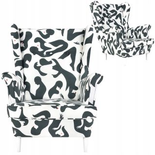 Fauteuil à Oreilles Ari Print — Style Scandinave Et Art Déco, Mosaïque Blanche