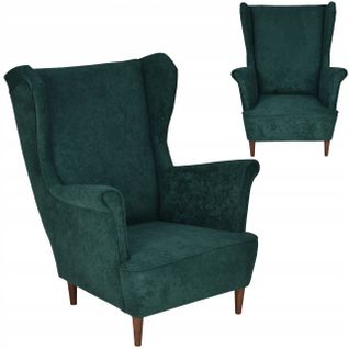 Fauteuil à Oreilles Max, Style Scandinave, En Velours Vert Bouteille Foncé