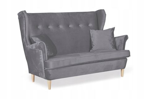 Canapé Ari à Oreilles, Style Scandinave, Non Convertible — Gris Brillant