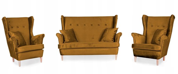 Ari - Ensemble De Salon Scandinave - Canapé Et Fauteuils à Oreilles