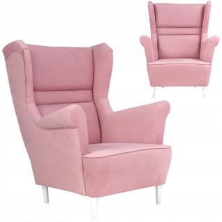 Fauteuil à Oreilles Zoja — Style Scandinave — Rose Poudré Délicat