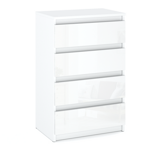 Commode Blanche Brillant 60 Cm Avec 4 Tiroirs – Mobilier Pour Salon Et Chambre Loft