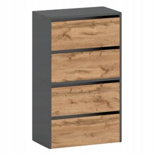 Meuble à Chaussures Gris Chêne Wotan 60x30x100cm- 10 Paires – Étagère De Rangement Entrée Style Loft