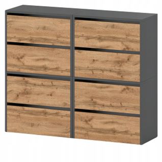 Grand Meuble à Chaussures 120x36x100 Cm Gris + Chêne Wotan 20paires– Haut Rangement Pour Entrée