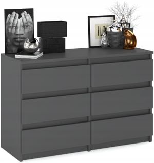 Commode 6 Tiroirs – Style Contemporain – Gris  – 100 x70x33,5 Cm