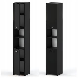 Colonne De Salle De Bain Noir 30 Cm – Armoire De Salle De Bain Sur Pied, Meuble De Rangement