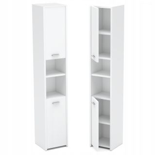 Colonne De Salle De Bain Blanche 30 Cm – Armoire De Salle De Bain Sur Pied, Meuble De Rangement