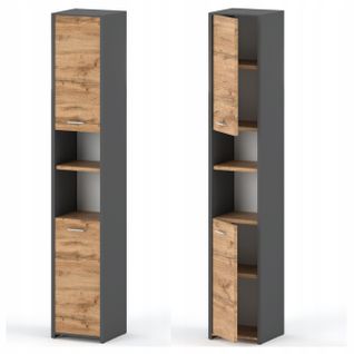 Colonne De Salle De Bain Gris +chêne Wotan 30 Cm