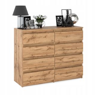 Commode Moderne 120 Cm Avec 8 Tiroirs – Chêne Wotan