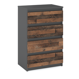 Commode à 4 Tiroirs Gris Vintage 60 Cm – Meubles Pour Salon, Buffet