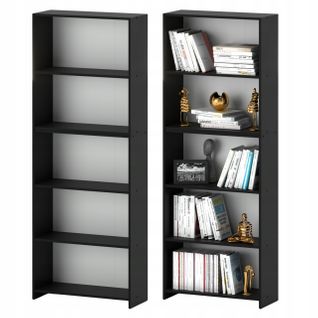 Bibliothèque -étagère Multifonction Noir 5 Niveaux 70x30x189cm