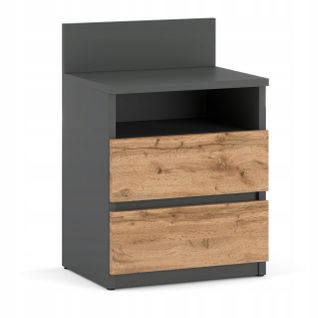 Table De Chevet Gris Chêne Wotan, 40 Cm, 2 Tiroirs, Table De Nuit Pour Chambre à Coucher