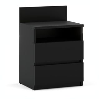Table De Chevet Noire 40 Cm, 2 Tiroirs, Meuble De Nuit Pour Chambre à Coucher