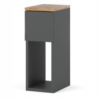 Table De Chevet Étroite Grise / Chêne Wotan 20 Cm, Style Loft, Table De Nuit Pour Chambre