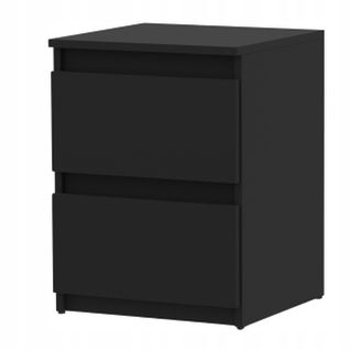 Table De Chevet Noir  40x40x54cm, 2 Tiroirs, Meuble De Nuit Pour Chambre à Coucher