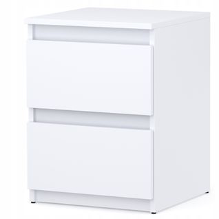 Table De Chevet Blanc 40x40x54cm, 2 Tiroirs, Meuble De Nuit Pour Chambre à Coucher