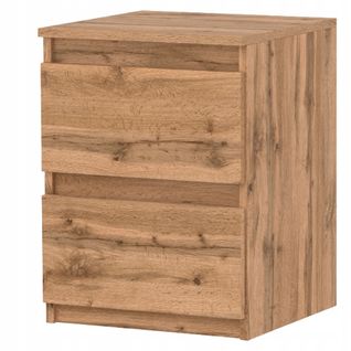 Table De Chevet Chêne Wotan 40x40x54cm, 2 Tiroirs, Meuble De Nuit Pour Chambre à Coucher