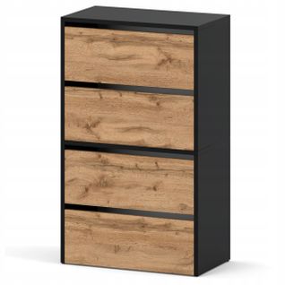 Meuble à Chaussures Noir Chêne Wotan 60x30x100cm -10 Paires– Étagère De Rangement Entrée Style Loft