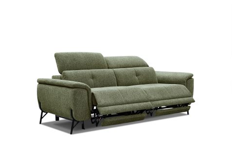 Canapé Droit 3 Places Avec 2 Relaxe Électriques Avena, Tissu Vert