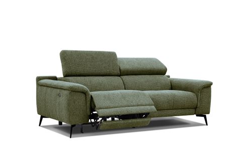 Canapé Droit Fiero 3 Places Avec Un Relax Électrique Côté Gauche Tissu Vert