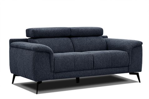 Canapé Droit Fiero 2 Places Tissu Bleu Foncé