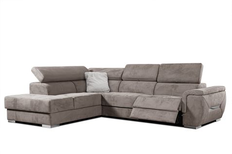 Canapé D'angle Gauche 5 Places Avec Un Relaxation Tissu Marron Clair - Kelte